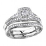 Jonc de mariage pour femme en or blanc 14K avec diamants 0.080 carat (DD2797)